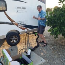 Robb Lightfoot gets his first hookup - that is to say an RV hookup.