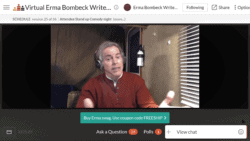 Screenshot of Robb Lightfoot performing a virtual standup at the 2020 Erma Bombeck Writers' Workshop